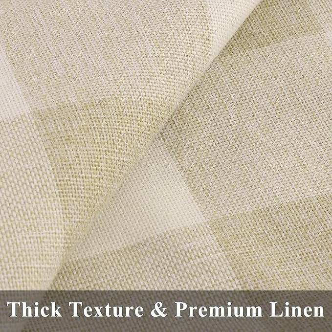 decorUhome Christmas Buffalo Plaid Check Throw Pillow Covers 12x20 Set of 2, Outdoor Linen Decorative Farmhouse Gingham Pillow Covers with Stitched Edge for Bed Couch Sofa, Cream White and Beige