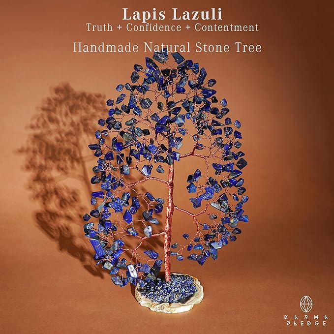 Crystal Trees for Home and Office Decoration, Lapis Lazuli Chakra Healing Crystals Feng Shui Handmade Trees for Positive Energy, Money, Good Luck, Christmas Decor, Birthday Gifts for Women, Mom