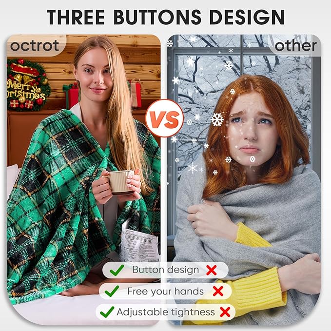 Heated Electric Blanket Full Size,72X84 Heating Blanket with 10 Heats Levels&8 Hours Auto Off&Timer,green Plaid Soft Cozy Sherpa Blankets Warmer Gifts for Grandma Women Adult,Fast Heating Washable,ETL