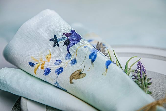 Maison d' Hermine Cloth Napkins Set of 4 100% Cotton Everyday Reusable Square Napkins Cloth Washable, Dinner, Party, Wedding, Restaurant, Spring/Summer (Lazy Summer Days, 20" x 20")