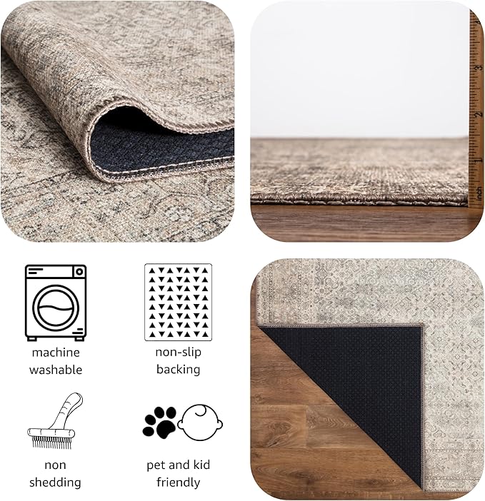 Keen Home Design 2x3 Rug - Machine Washable Entry Rug with Non-Slip Backing, Ideal for Enteryway, Kitchen, Bathroom, Laundry Room - Vintage, Easy Clean, Durable, Low Pile Rug - (2' x 3')