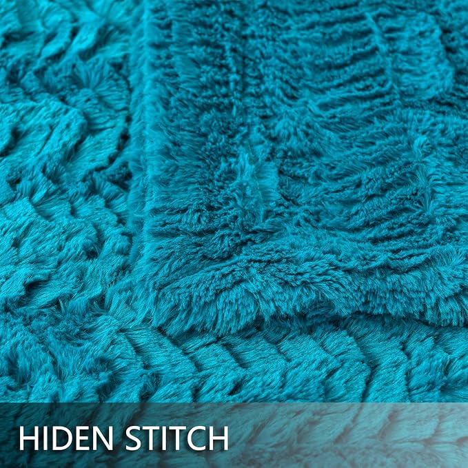 YUSOKI Luxury Double Sided Faux Fur Throw Blanket(Without Pillows),Turquoise Soft Fuzzy Fluffy Cozy Blanket Aqua Plush Blanket for Couch Bed Sofa Women Teen Girls Gift(Teal,50" x 63")