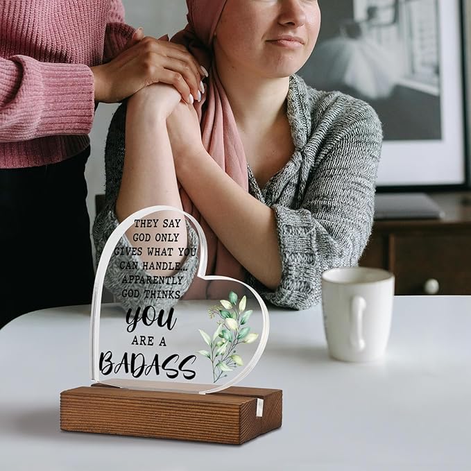 Humor Encouragement Get Well Gift for Him Her,They Say God Only Gives What You Can Handle,Recovery Gifts for Her Him women,Home Office Decor Acrylic Sign Plaque XA322