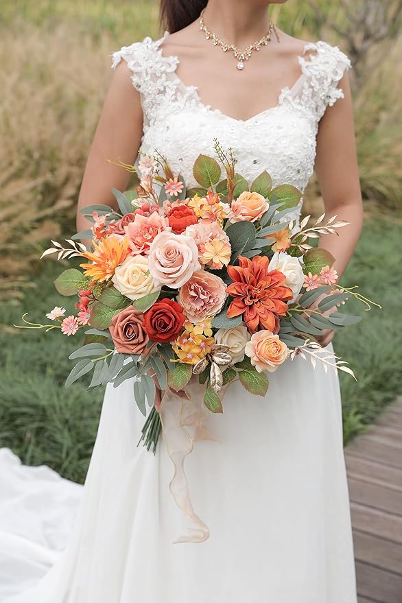 Serra Flora Artificial Flowers Combo Box Set Faux Flowers Bulk Flower Leaf with Stems for DIY Wedding Bouquets Centerpieces Baby Shower Party Home Decorations