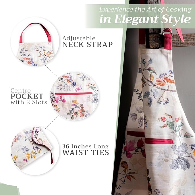 Maison d' Hermine 100% Cotton Apron for women with Pocket Kitchen Chef Apron for Men Cooking Gardening Server Waitress