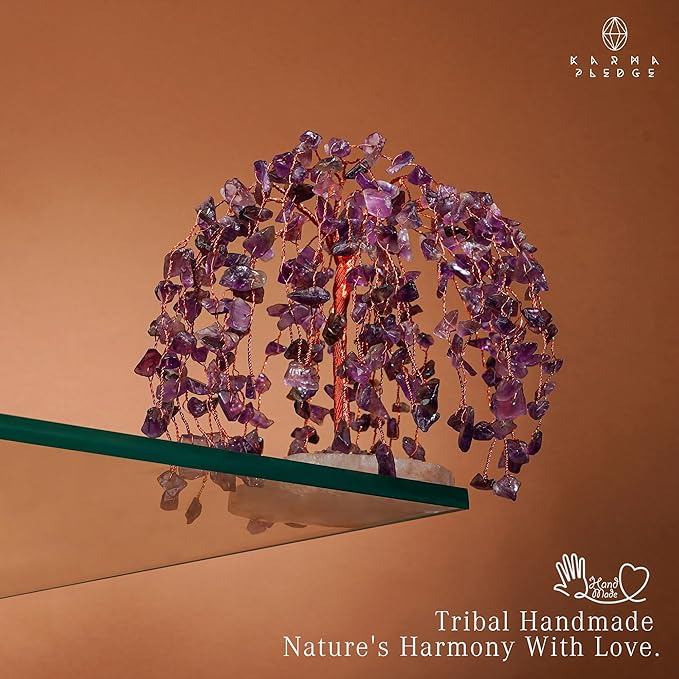 Amethyst Crystal Tree of Life Chakra Healing, Home and Office Desk Decor, Feng Shui Bonsai Trees for Postive Energy, Money, Good Luck, Christmas Decor, Spiritual Birthday Gifts for Women, Mom