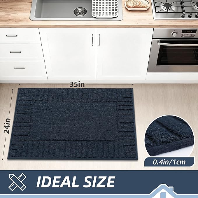 BEQHAUSE-Kitchen-Rugs-and-Mats Non Slip Kitchen Mats for Floor Absorbent Kitchen Rugs Machine Washable Kitchen Floor Mat,Navy Blue 24”x35”