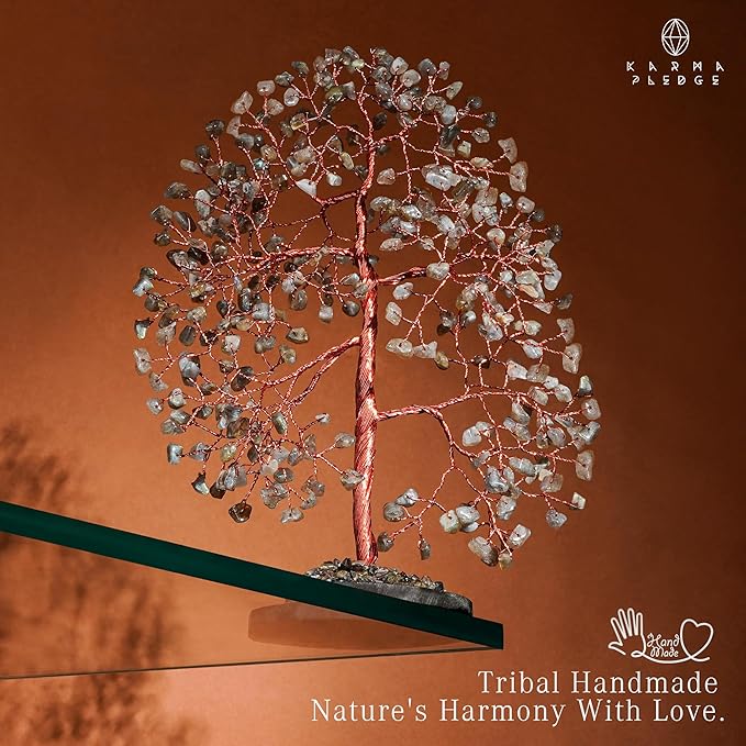 Crystal Trees for Home and Office Decoration, Labradorite Chakra Healing Crystals Feng Shui Handmade Trees for Positive Energy, Money, Good Luck, Christmas Decor, Birthday Gifts for Women, Mom