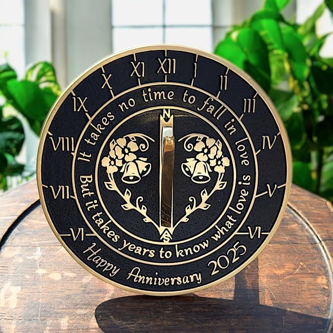 Anniversary Sundial Gift for Any Wedding Anniversary in 2025 - What Love is - Recycled Metal Home Decor Or Garden Present Idea - Handmade in UK for Him, Her Parents Or Couples Celebration