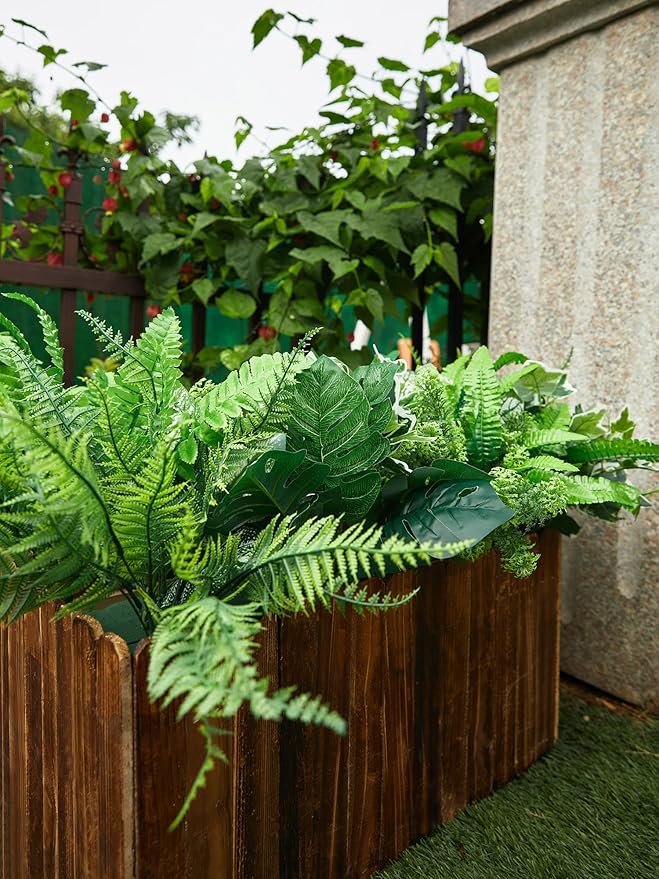 PARTY JOY 14 Bunches Fake Plants Outdoor, Fake Bushes UV Resistant Artificial Flowers Greenery Shrubs Faux Greenery for Outdoor Garden Patio Front Porch Yard Decor