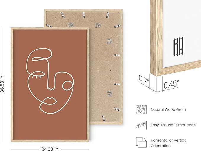 HAUS AND HUES Woman Drawing Line Art Wall Decor - Female Figure Wall Art, Silhouette Drawings Artwork Line Drawing Wall Art Minimalist Clay Abstract Face (24x36 Framed Beige)