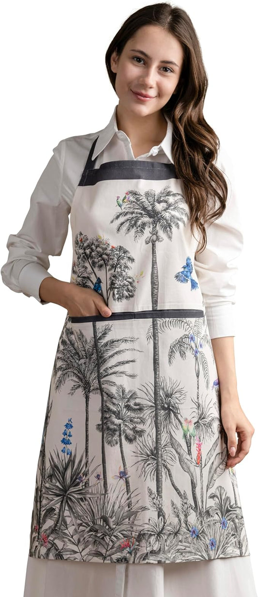 Maison d' Hermine 100% Cotton Apron for women with Pocket Kitchen Chef Apron for Men Cooking Gardening Server Waitress