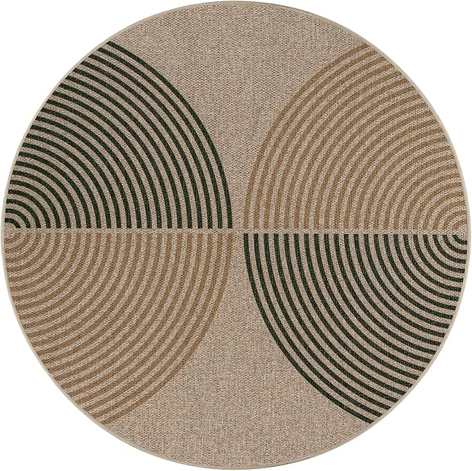 Lahome Modern Rainbow Round Entryway Rug 4ft, Circle Easy Jute Rug Washable Indoor Outdoor Patio Rug Farmhouse Front Door Mat, Contemporary Non Slip Round Carpet for Bedroom Kitchen