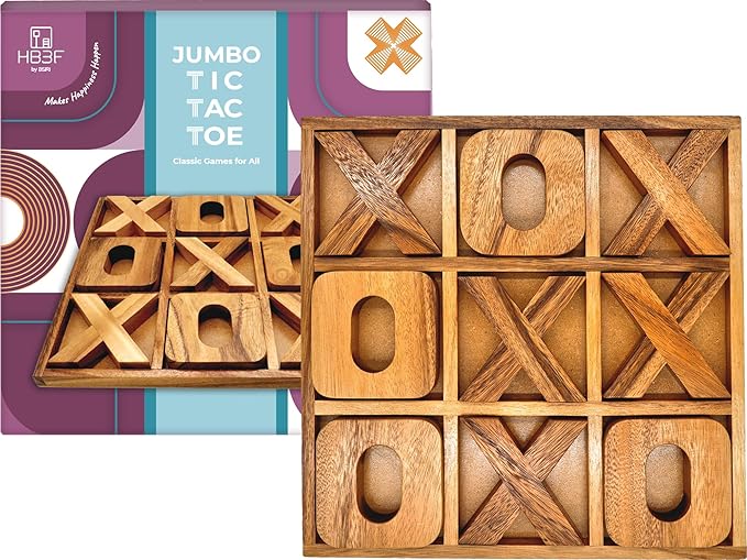 BSIRI Jumbo Tic Tac Toe Board Games - Wall Tic Tac Toe for Rustic Home Decor Farmhouse Decor, Patio Decor, Coffee Table Decor, Ideal Outdoor Games, Game Night, Family Games, Unique Gifts for Couples