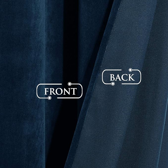 StangH Navy Blue Velvet Curtains 92 inches Long Back Tab Light Blocking Soundproof Drapes, Stylish Thermal Insulated Panels for Living Room/Office/Studio, W52 x L92, 2 Panels