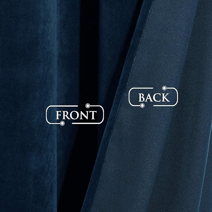 StangH Navy Blue High Ceiling Velvet Curtains Room Darkening for Boys Bedroom, Extra Long Window Covering Panels Thermal Insulated Door Curtains for Living/Dining Room, W52x L144, 2 Panels