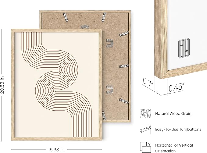 HAUS AND HUES Line Art Mid Century Modern Wall Decor - Boho Prints Wall Art Abstract Geometric Wall Decor Line Art Prints Modern Boho Art Snaking River from Top Left (Beige Framed, 16x20)
