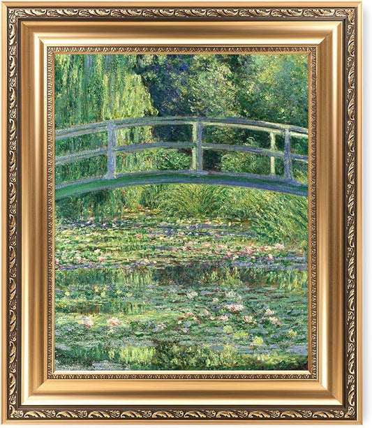 DECORARTS - Water Lilies and Japanese Bridge Claude Monet Art Reproduction. Giclee Print& Museum Quality Frame for Wall Decor. Framed size: 26x22
