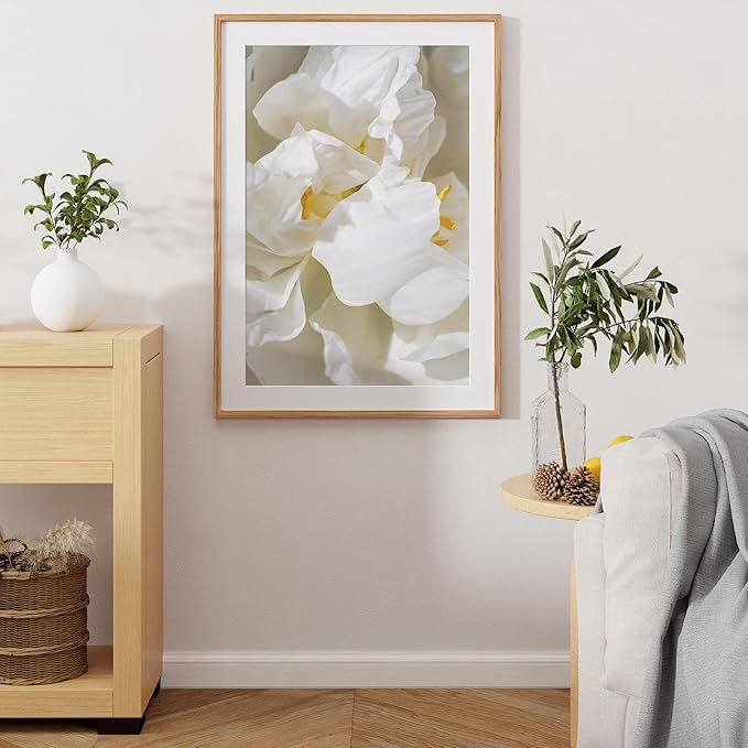 Fun Memories Rustic Oak Wood Picture Frame - 24x34 with Real Glass, Mat for 20x30, Natural Oak Color, 1 Pack