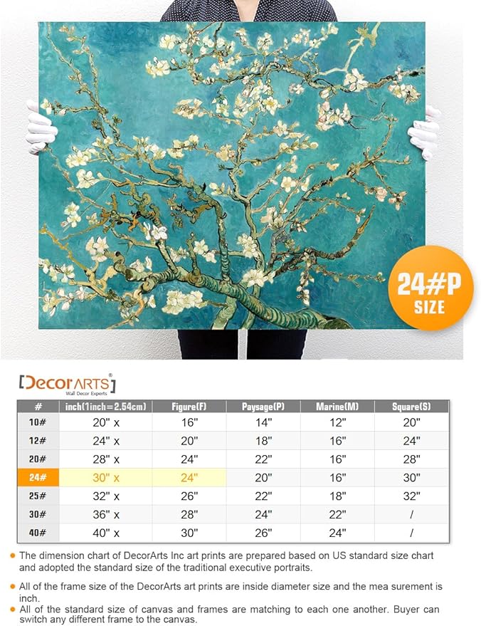 DECORARTS - Almond Blossom Tree - Vincent Van Gogh Art Reproduction. Giclee Canvas Prints Wall Art for Home Decor 30x24
