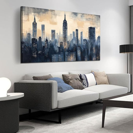 New York Art Wall Decor - Modern Canvas Wall Art Living Room - Large City Wall Art for Bedroom Size 29" x 59"