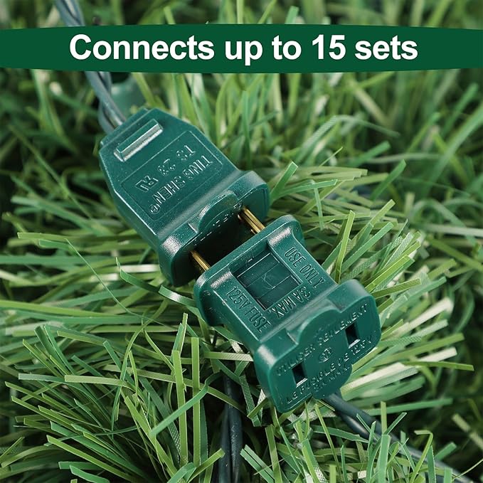 Biswing 15 FT Pre-lit Christmas Green Garland, Lighted Artificial Pine Garlands with 35 Count Multicolor Lights, Connectable & Light Up for Indoor Outdoor Gate Home Winter Holiday New Year Decor