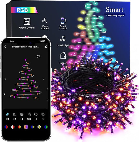 Brizled Smart Color Changing Christmas Lights - 65ft 198 LED WiFi String Lights, App Control, Dimmable, RGB, Work with Alexa & Google Home, Indoor/Outdoor Party Decor