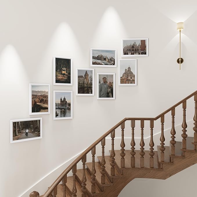 Vittanly 12x18 Poster Frame for Wall, Plexiglass, Displays Picture 11x17 with Mat or 12x18 without Mat, PVC Frame Material, Horizontal or Vertical Hanging, 1 Pack, White