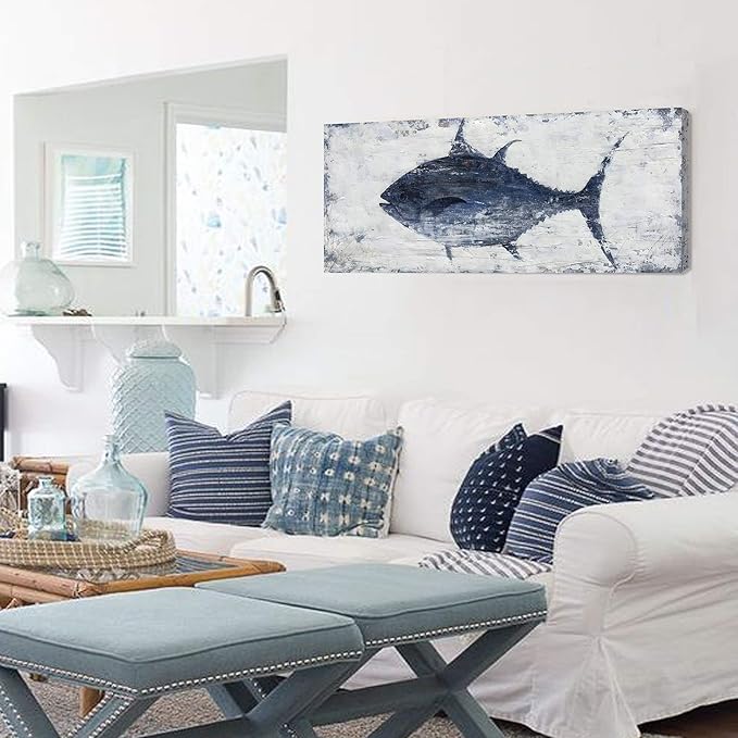 NdcSkyArt Vintage Bluefin Tuna Wall Art: Nautical Coastal Decor for Home & Office