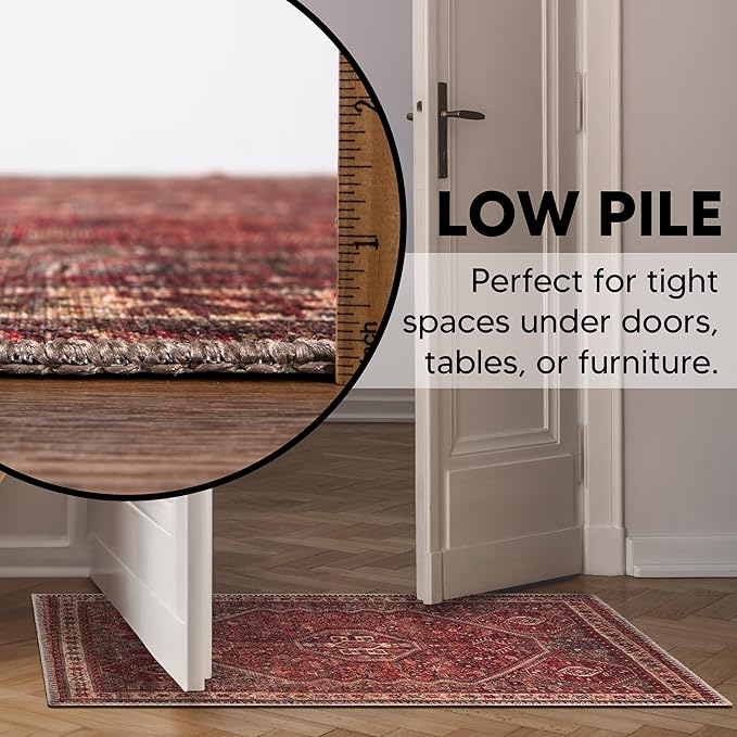 Keen Home Design 2x3 Rug - Machine Washable Entry Rug with Non-Slip Backing, Ideal for Enteryway, Kitchen, Bathroom, Laundry Room - Vintage, Easy Clean, Durable, Low Pile Rug - (2' x 3')