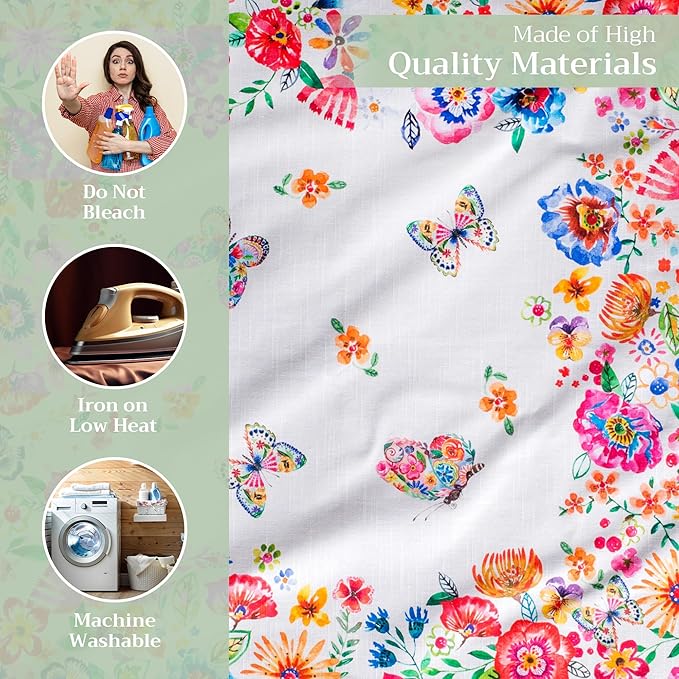 Maison d' Hermine Cloth Napkins Set of 4 100% Cotton Everyday Reusable Square Napkins Cloth Washable, Dinner, Party, Wedding, Restaurant, Spring/Summer (Happy Florals - High Summer, 20" x 20")