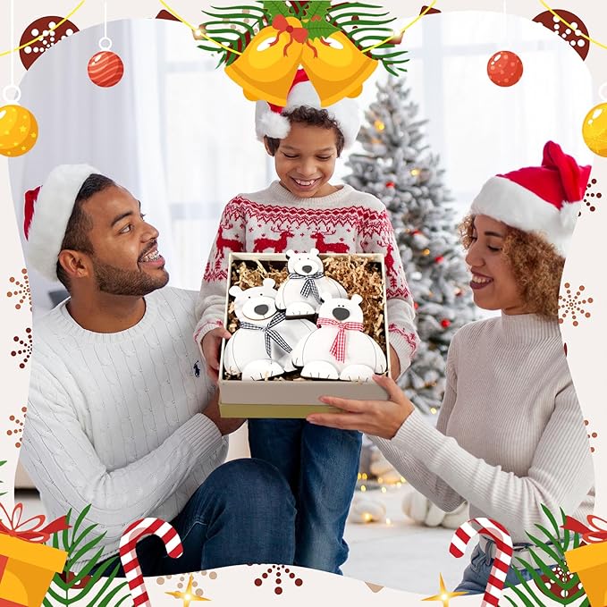 Barydat 3 Pcs Christmas Table Centerpieces Decorations for Home Christmas Rustic Wooden Winter White Bear Nursery Table Sign Decoration for Indoor Home Kitchen Xmas Gifts Party