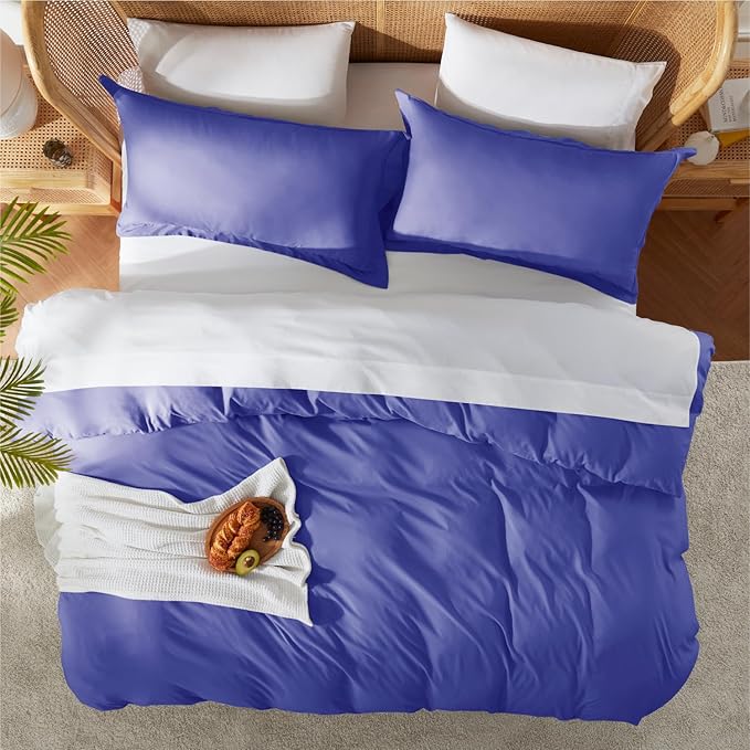 Nestl Royal Blue Duvet Cover King Size - Soft Double Brushed King Duvet Cover Set, 3 Piece, with Button Closure, 1 Duvet Cover 104x90 inches and 2 Pillow Shams