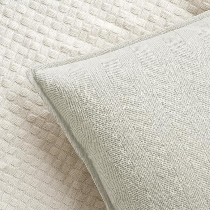 MIULEE Pack of 2 Cream White Decorative Pillow Covers 18x18 Inch Soft Chenille Luxurious Couch Throw Pillows Farmhouse Cushion Covers with Elegant Design for Sofa Bedroom Living Room Home Decor