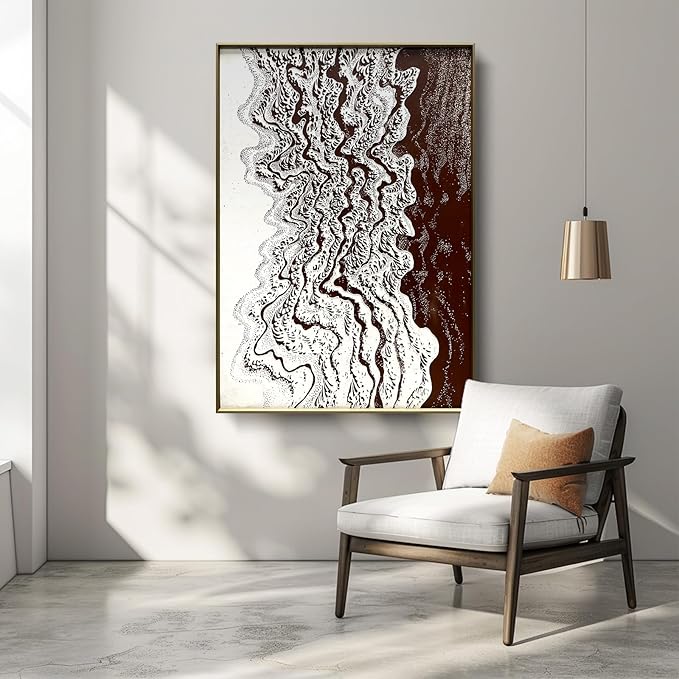 BrightA Canvas Wall Art for Bathroom and Office Handmade Oil Painting Wall Decor with Framed Design Modern Large Wall Canvas Art 27.6"x39.3"