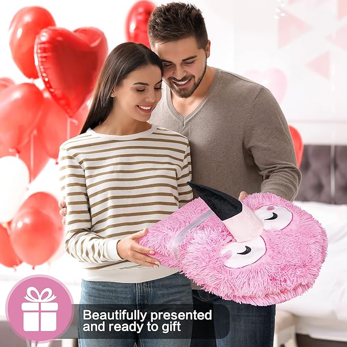 Flamingo Wearable Hooded Blanket for Adults - Fluffy Super Soft Shaggy Faux Fur, Fuzzy Warm Cozy Plush Furry Fleece & Sherpa Hoodie Throw Cloak Wrap - Flamingo Gifts for Women Adults and Kids