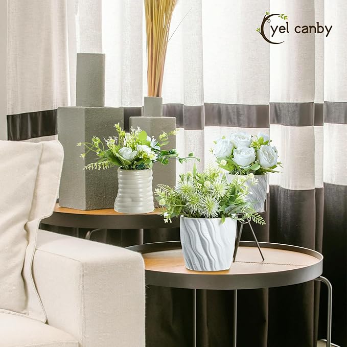 Small Fake Plants Potted Artificial Plants Indoor with Ceramic Pot Mini Faux Plants Artificial Greenery Flowers for Bedroom Bathroom Plants Home Office Room Coffee Table Decor