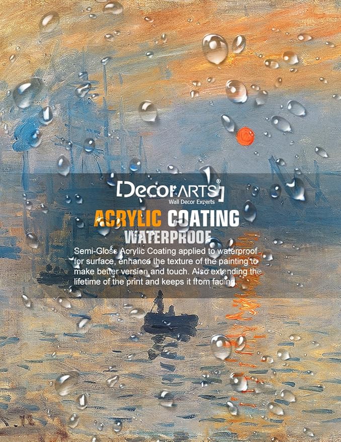 DECORARTS - Impression Sunrise, Claude Monet Art Reproduction. Giclee Canvas Prints Wall Art for Home Decor 20x16