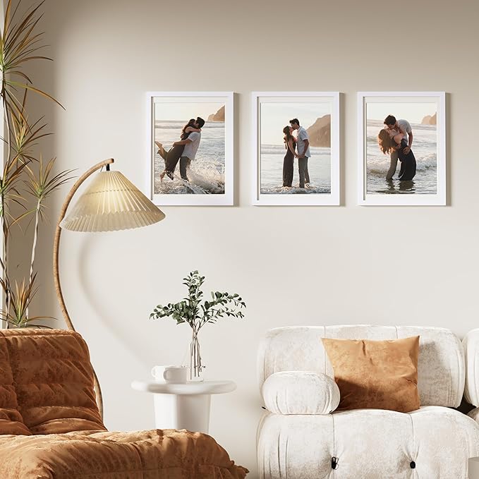 Vittanly 12x16 Picture Frame for Wall, Plexiglass, Displays Poster 11x14 with Mat or 12x16 without Mat, PVC Frame Material, Horizontal or Vertical Hanging, 1 Pack, White