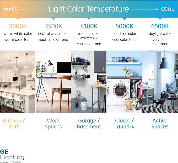 GE Color Select LED Wafer Downlight, Premium High-Lumen Direct Wire Ceiling Light, 6-Inches (4 Pack)