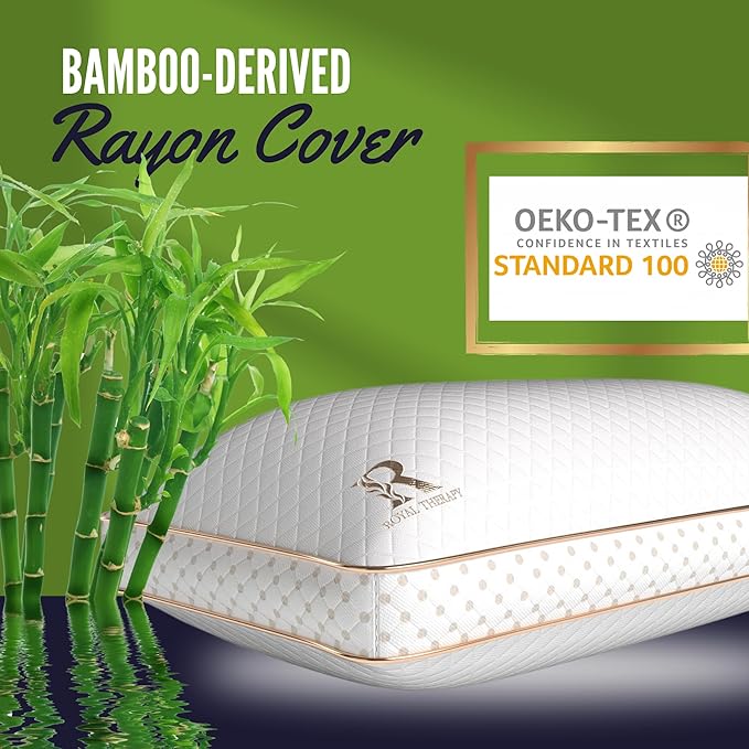 Royal Therapy 4-Pack Queen Memory Foam Pillow, Adjustable Shredded Odor-Free Pillow for Neck & Shoulder Pain Relief, Support for Back, Stomach, Side Sleepers, AirFlowPRO