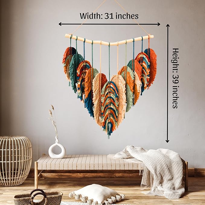 Boho Wall Decor - Large Macrame Wall Hanging - Boho Bedroom Decor - Tapestry for Bedroom - 31x39 inches