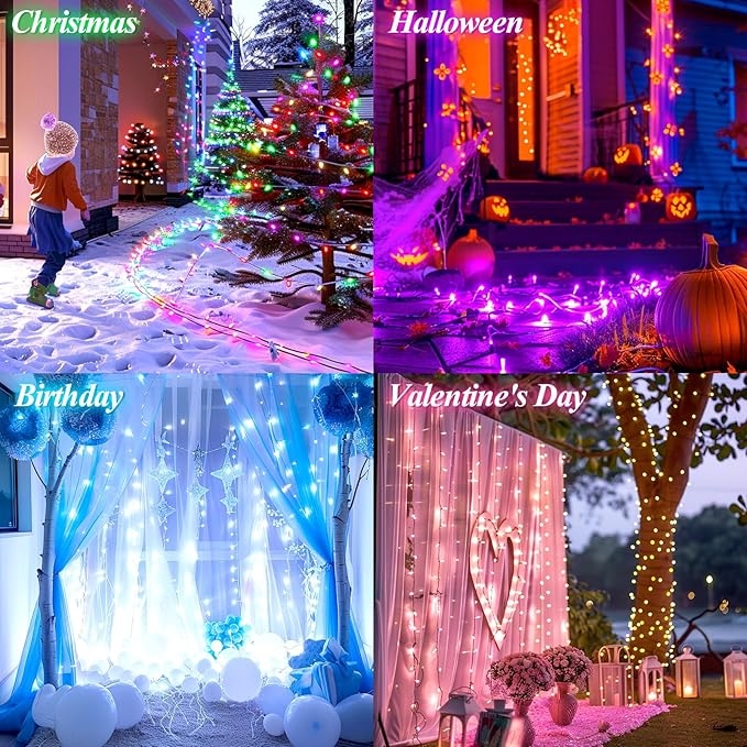 LitHome 99ft 300 Led Color Changing Christmas String Lights 35 Colors RGB Christmas Lights with Remote Timer,Dimmable Led String Light Outdoor Plug in,Xmas Tree Light for Indoor Party Halloween Decor