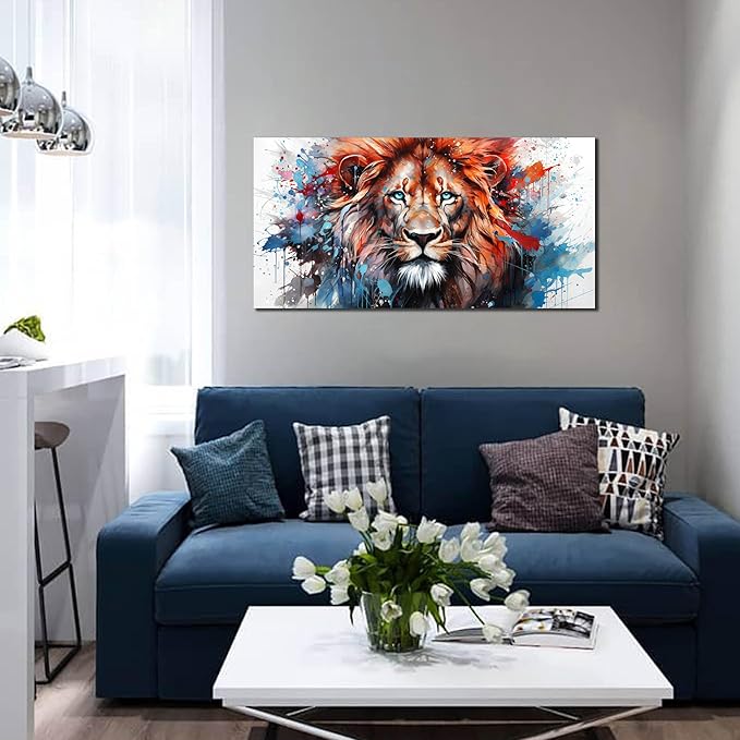 ZHAOSHOP Lion Pictures Wall Decor for Living Room - Colorful Wall Art for Office - Teen Room Decor Ready to Hang Size 20" x 40"
