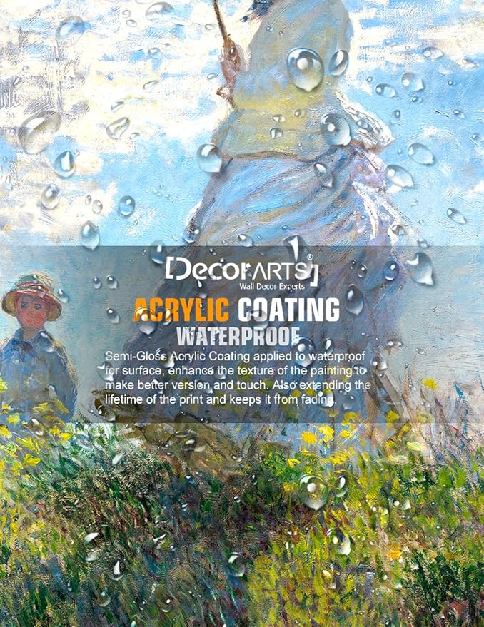 DECORARTS - The Walk, Woman with a Parasol (1875), Claude Monet Art Reproduction. Giclee Canvas Prints Wall Art for Home Decor 24x20