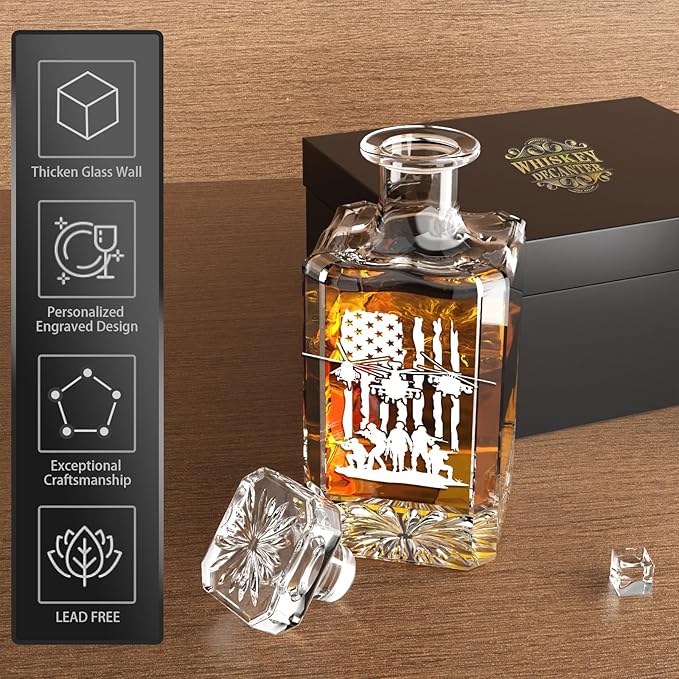 FURSARCAR Dad Gifts for Birthday, Helicopter Whiskey Decanter Set with 2 Glasses, Unique Cool Mens Fathers Birthday Gift from Daughter Son, Personalized Xmas Retirement Present Decanter Sets for Man