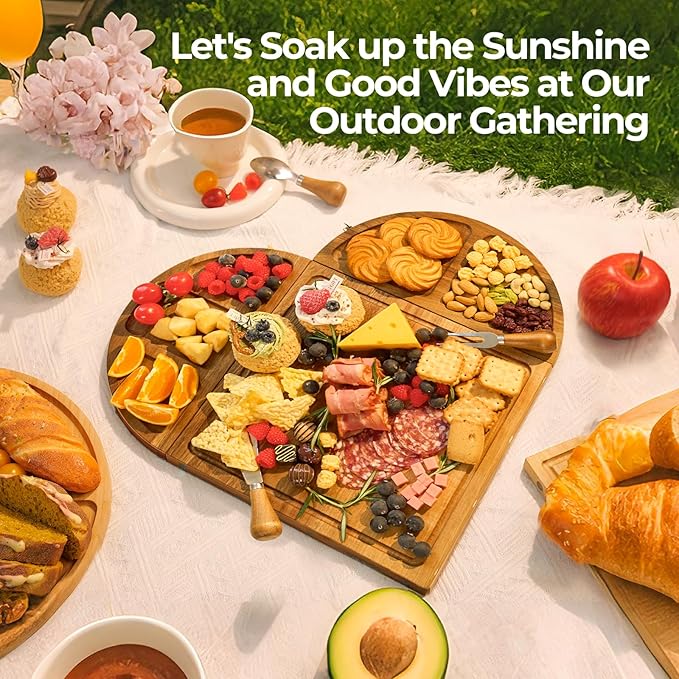 Acacia Wood Charcuterie Board Set - Cheese Board Set with Magnetic - House Warming Gifts New Home, Wedding Gift for Couple, Bridal Shower Gift, Gifts for Father, Perfect for Party