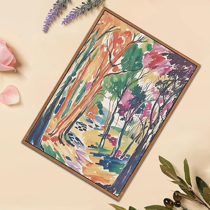 CHDITB Matisse Gallery Framed Canvas Wall Art Set, Large Museum Exhibition Wall Decor, Abstract Matisse Garden Wall Painting, Modern Aesthetics Forest Art Prints For Living Room Bedroom Office 16"X24"