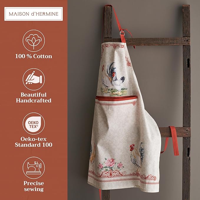 Maison d' Hermine 100% Cotton Apron for women with Pocket Kitchen Chef Apron for Men Cooking Gardening Server Waitress