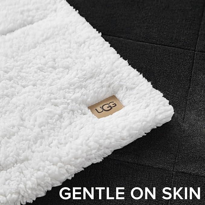 UGG Nita Throw Blanket Soft Reversible Plush Throw for Couch or Bed Washable Warm Fluffy Blanket for College Dorm Essentials and Bedding with Down Alternative Fill, 50-inch x 70-inch, Charcoal Grey